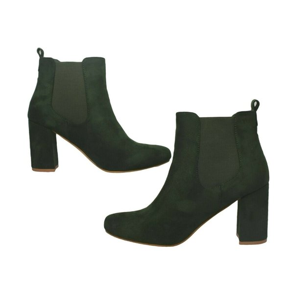 Womens 9 Faux Suede Ankle Boots Chunky Block Heel - Picture 3 of 10